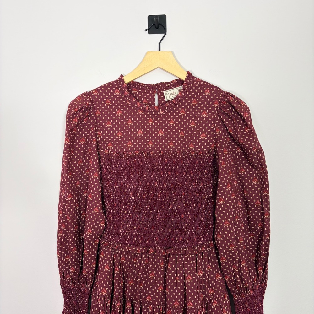 Mille Resort Travel Maeve‎ Scarf Print Long Sleeve Romantic Dress NWT XXS - Picture 3 of 9